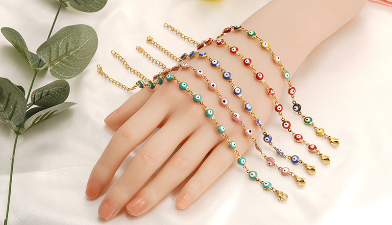 Ethnic Style Devilu0027S Eye Stainless Steel Enamel Bracelets 1 Piece