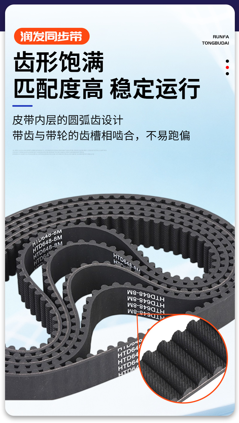 8M rubber synchronous belt manufacturer processes wear-resistant circular industrial belts, wholesale black transmission rubber synchronous belts