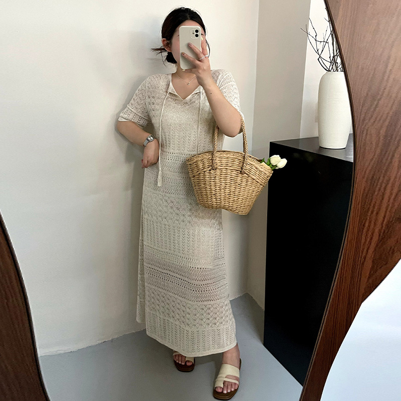 大码女装内搭吊带外搭镂空连衣裙两件套2026夏胖mm休闲套装NT1562