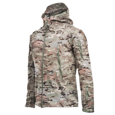 Chaqueta de los hombres trajes al por mayor impermeable de lana camuflaje suave capa de cáscara táctica al aire libre chaqueta de lana térmica