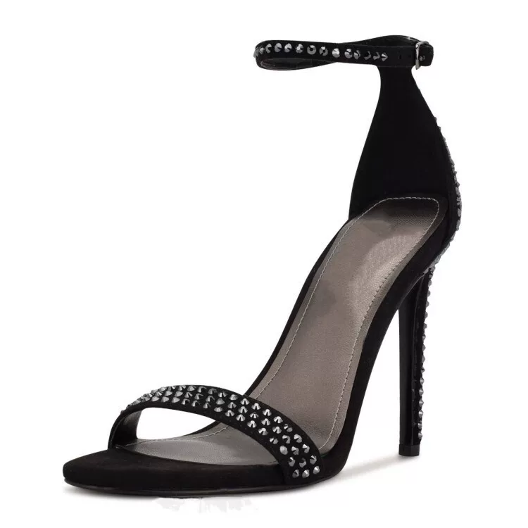 Strap sandals, black classic open-toe with ankle strap, custom sizes 36–43