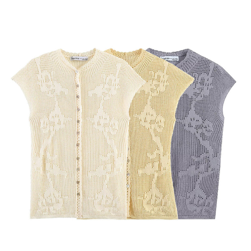 Pb&Za Cross-Border Women's Fashion Spicy Girl Style Hollow Lace Waist-Cinching Shirt Thin Cardigan Stylish Top 2893030 Pb&Za Cross-Border Women's Fashion Spicy Girl Style Hollow Lace Waist-Cinching Shirt Thin Cardigan Stylish Top 2893030