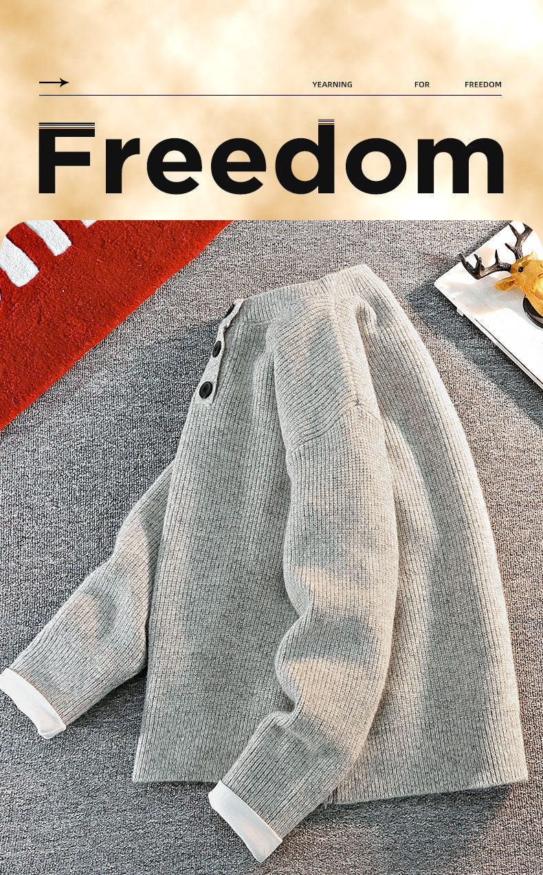 Herren Oversize Strickpullover Aus Baumwollmix Rundhals Design_voghion.com