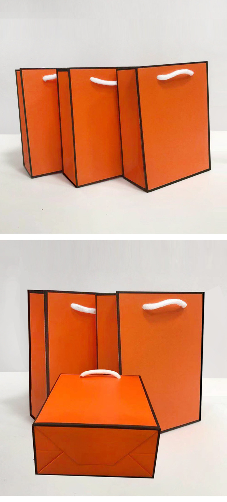 Sac  main Sac de transport Orange Blanc Carton Bijoux Sac cadeau Sac en papier Emballagepicture1