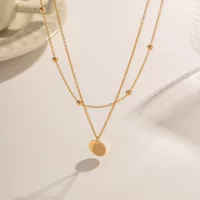 Европейская и американская мода простой двухслойный 18K золото из нержавеющей стали шарик цепи металла Оригинальный кусок кулон ожерелье INS титана стали ожерелье