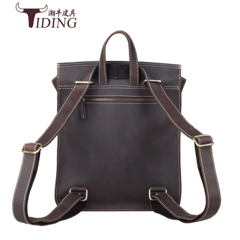 Retro backpack (TIDING), genuine leather, one‑shoulder universal style, custom‑made