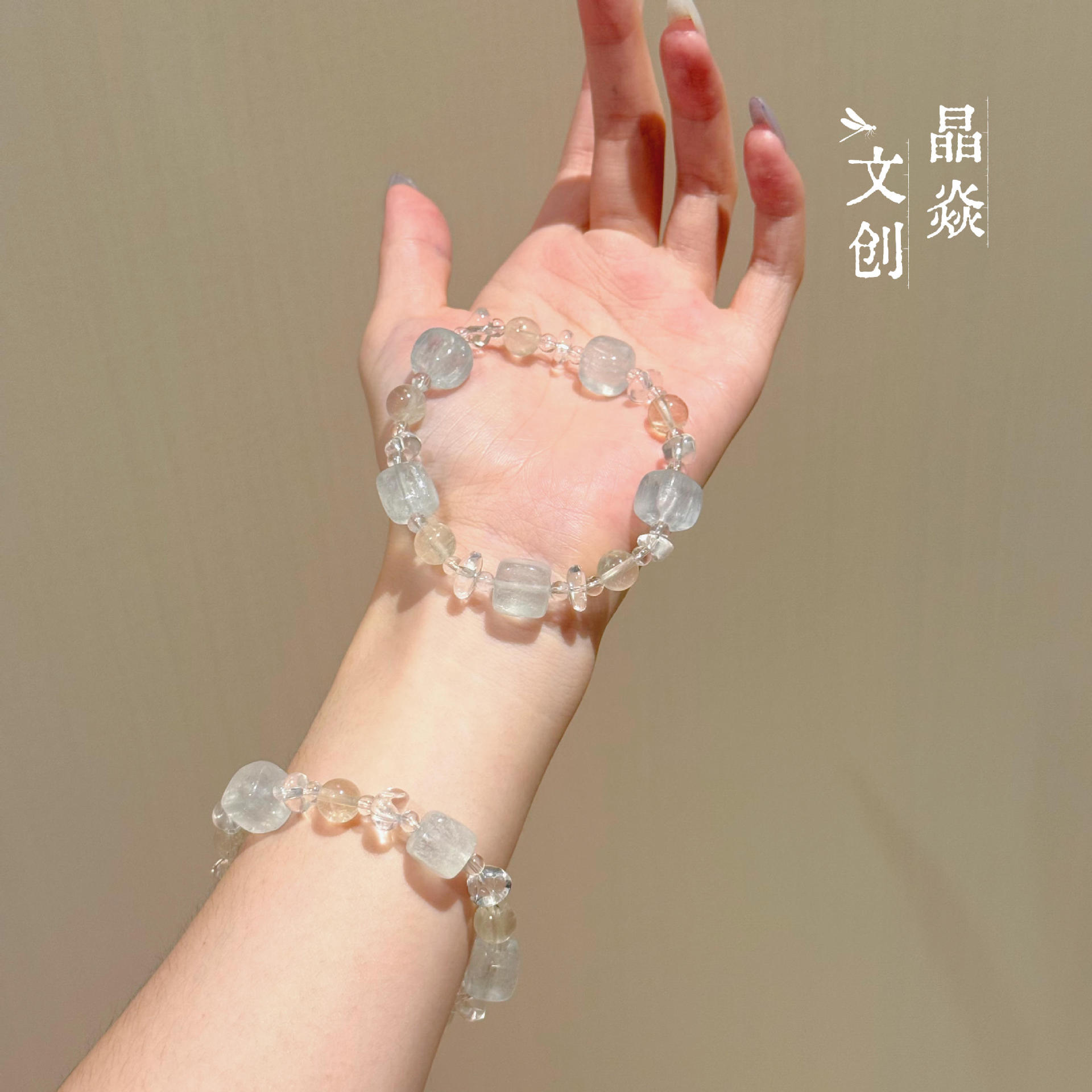 Original design brushed rabbit fur fluorite lemon citrine clear and fresh summer beaded wholesale direct-sale ring