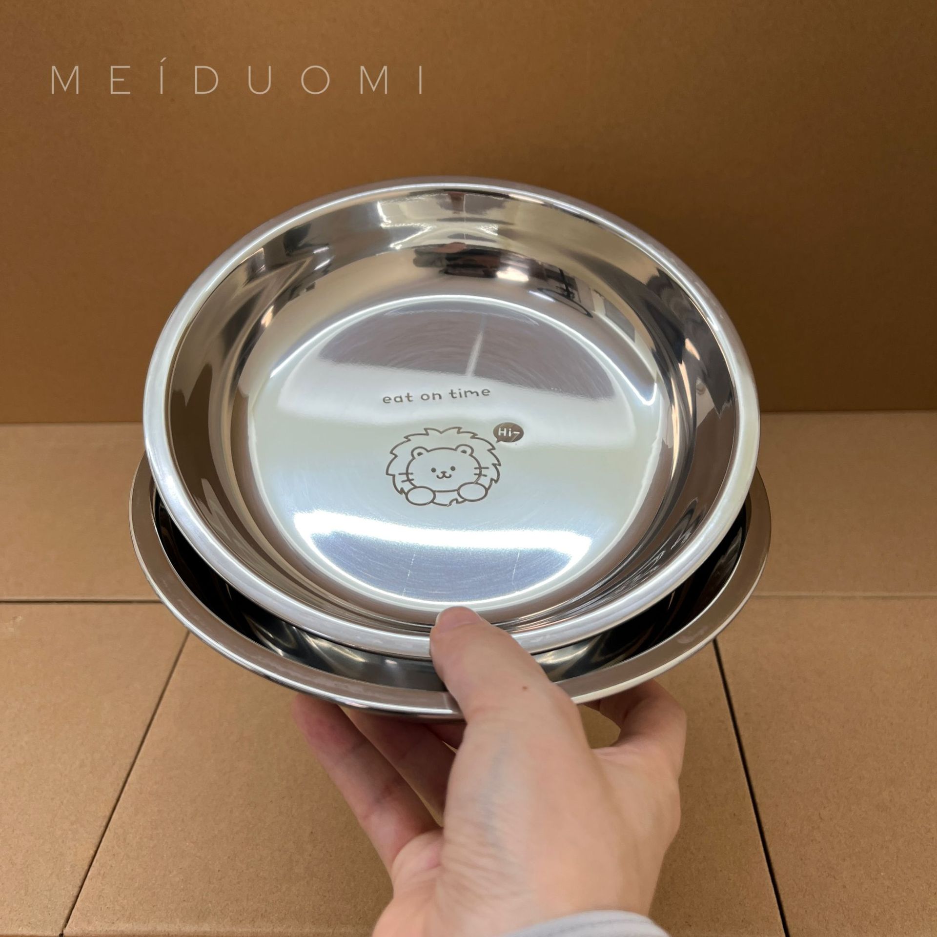 Kapibala Thickened Stainless Steel Dinner Plate Cartoon Bear Disc Food Grade Multi-Purpose Flat Soup Basin Plate Can Be Laser