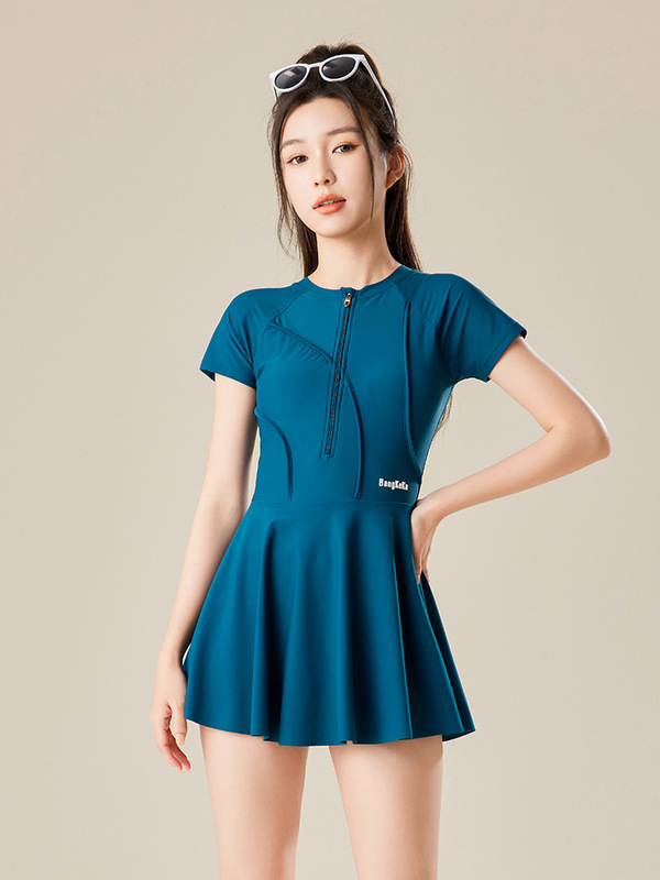 泳衣女2025新款运动保守连体遮肚显瘦大码胖mm高级感泡温泉游泳装|undefined