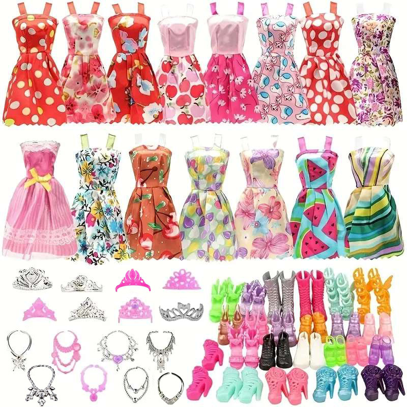32 pieces suit a pack of Yisan Barbie doll toy accessories shoes clothes accessories crown necklace