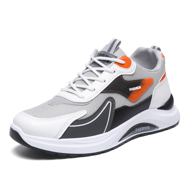 Nuevos zapatos deportivos primavera y otoño zapatos casuales de cuero impermeables para hombres, tendencia de malla transpirable, zapatos de suela suave cómodos y versátiles para correr