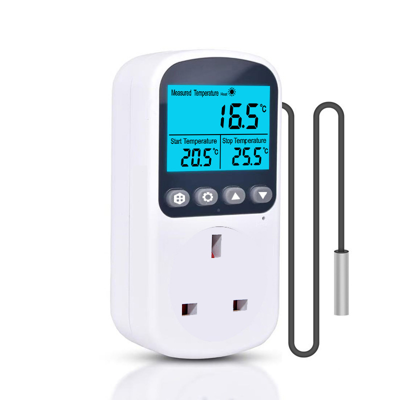 Large Screen British Standard Blue Backlight Temperature Control Socket Temperature Switch Countdown Timer Socket Temperature Control Large Screen British Standard Blue Backlight Temperature Control Socket Temperature Switch Countdown Timer Socket Temperature Control