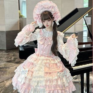 洛丽塔 樱花恋桃免免感古早Lolita洋装华丽doll花嫁jsk吊带连衣裙-阿里巴巴