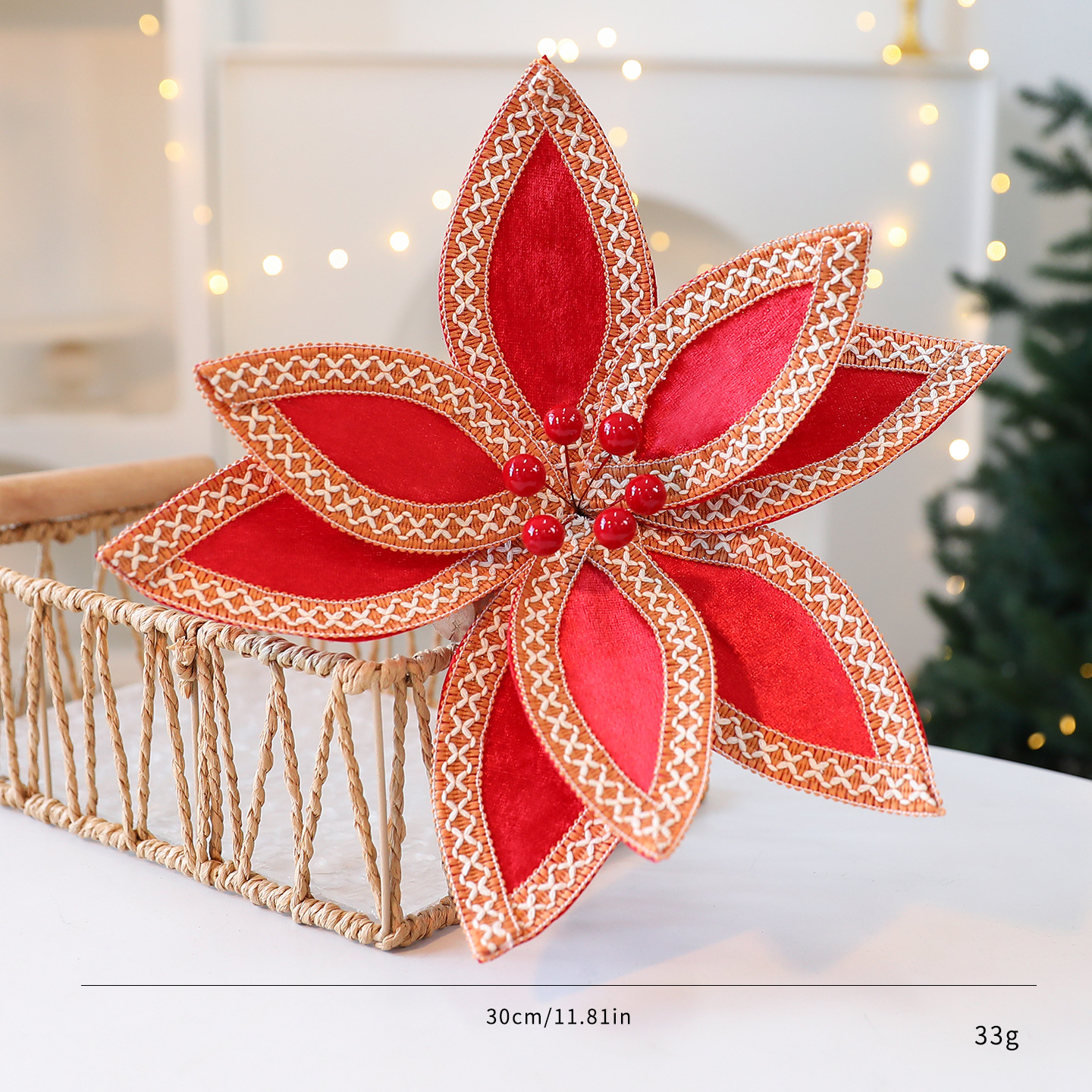 Flores de Navidad de sequillas flores de imitación tela de tela de tela decoración floral decoración de lana decoración de Navidad al por mayor