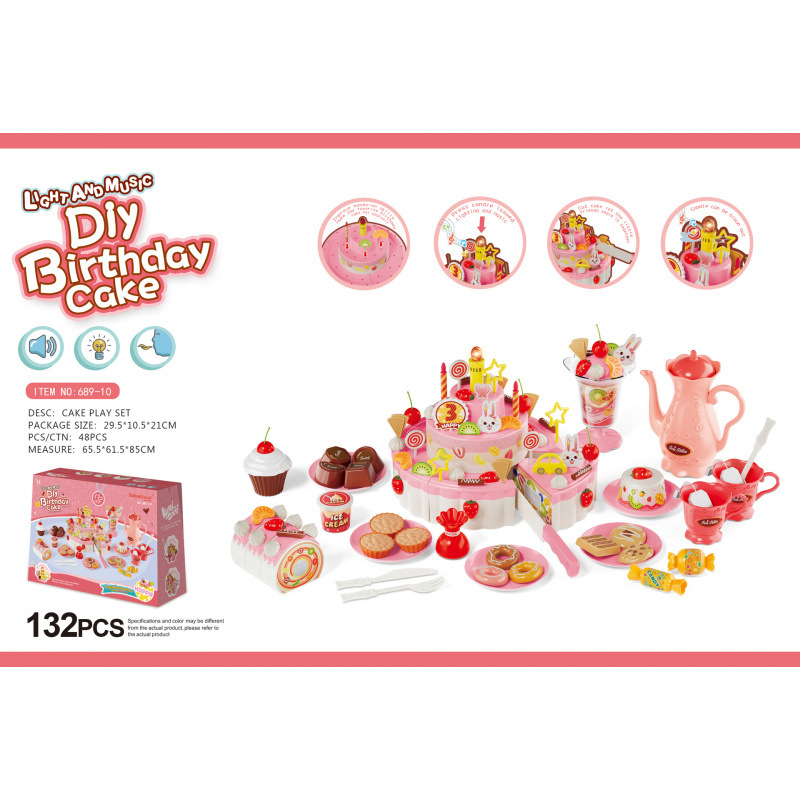 6899 - 132pcs de tres capas soplado canto rosa