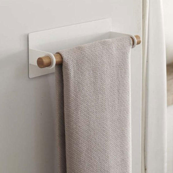 Japanese-style towel rack white wooden fresh magnet magnetic refrigerator hanging towel storage Japanese-style towel rack white wooden fresh magnet magnetic refrigerator hanging towel storage