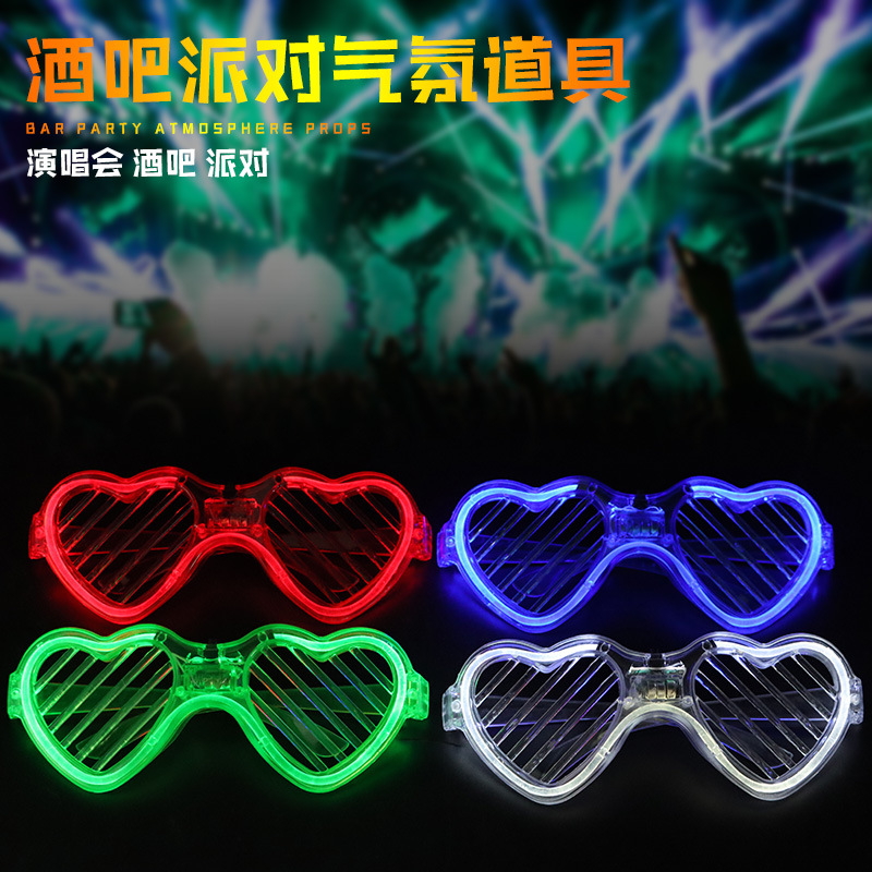 Amor persianas gafas luminosas bar KTV discoteca baile atmósfera apoyos LED flash gafas niños juguetes fluorescentes