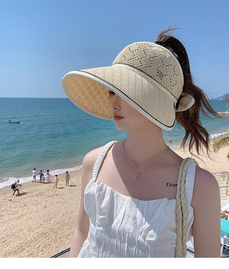 Knitted Open Top Visor Hat For Women Breathable Sun Protection_voghion.com
