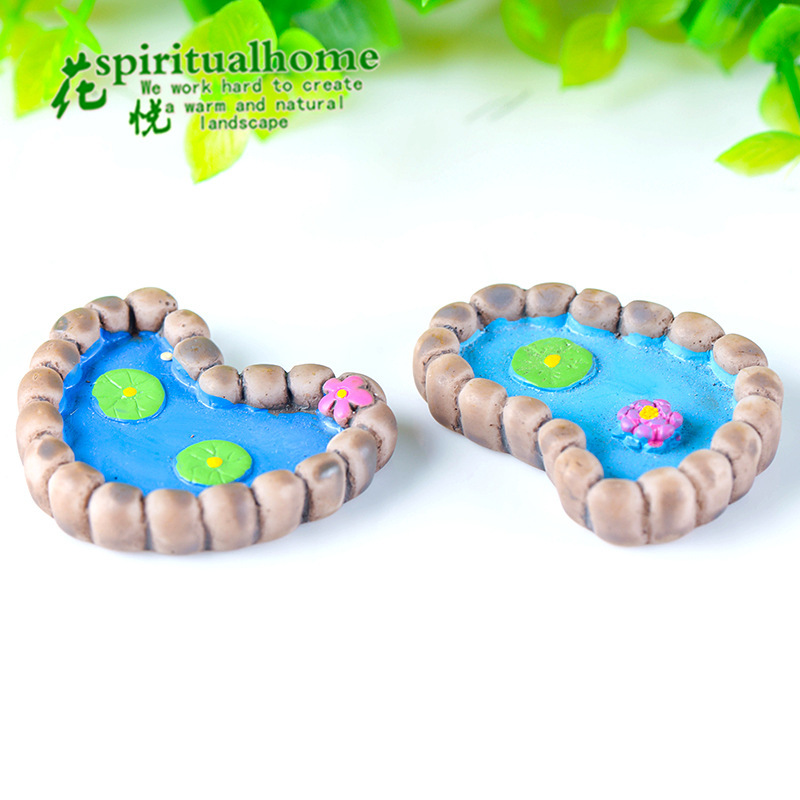 마이크로 풍경 창조적 인 시뮬레이션 풀 로터스 풀 DIY 장식 다육 질 액세서리 소재 Zakka 작은 장식품