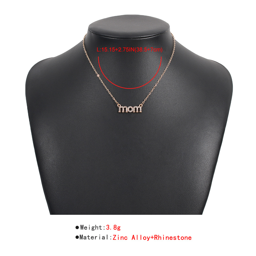 Fashion single layer MOM letters diamond necklace wholesale