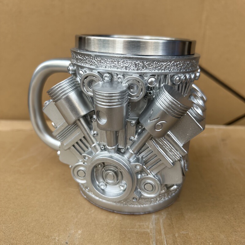 ステンレスカップ-V8エンジンデザイン、12オンス手作り耐久性とファッション、自動車愛好家|undefined