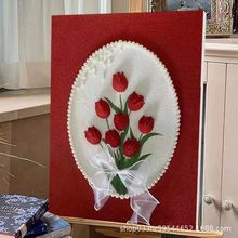 郁金香3D立体肌理画diy玫瑰材料包石英砂丙烯质感客厅装饰挂画