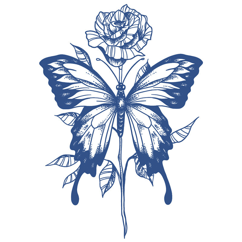 Herbal Butterfly Rose Tattoo Sticker for Back, Waterproof, Realistic, Long-Lasting, Feminine, Large Thigh Design, Semi-Permanent, Cannot Be Washed Off Herbal Butterfly Rose Tattoo Sticker for Back, Waterproof, Realistic, Long-Lasting, Feminine, Large Thigh Design, Semi-Permanent, Cannot Be Washed Off