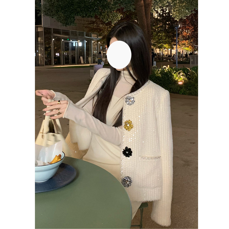 Autumn and Winter New Style Elegant Niche Design Heavy Tweed Embroidered Chanel-Style Jacket Top for Women