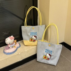 オリジナルスイートインスタイルカスタードコントラストカラーかわいいキティ活力ハンドバッグガールハート刺繍ハンドバッグ
