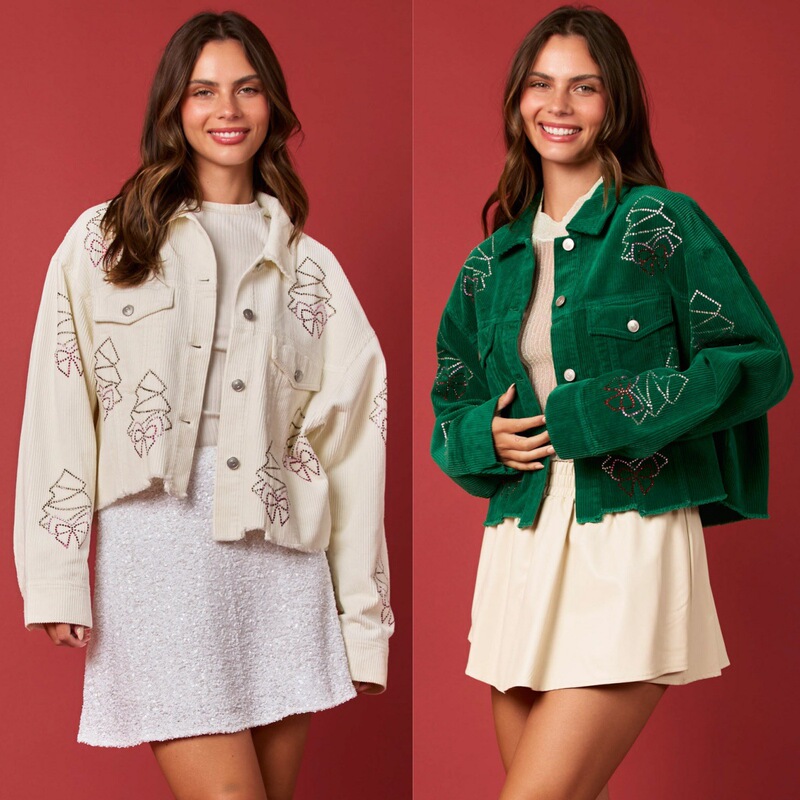 Amazon autumn and winter new cross-border European and American women's Christmas tree hot drill short coat long sleeve jacket