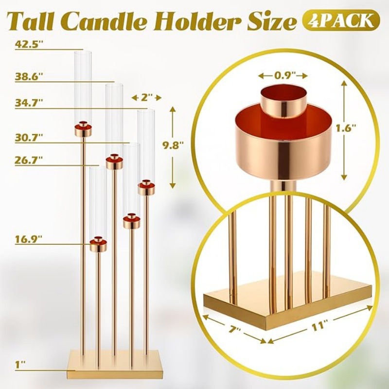 Accesorios de boda transfronterizos de hierro forjado galvanizado de oro candelabros de fiesta de decoración de mesa de boda