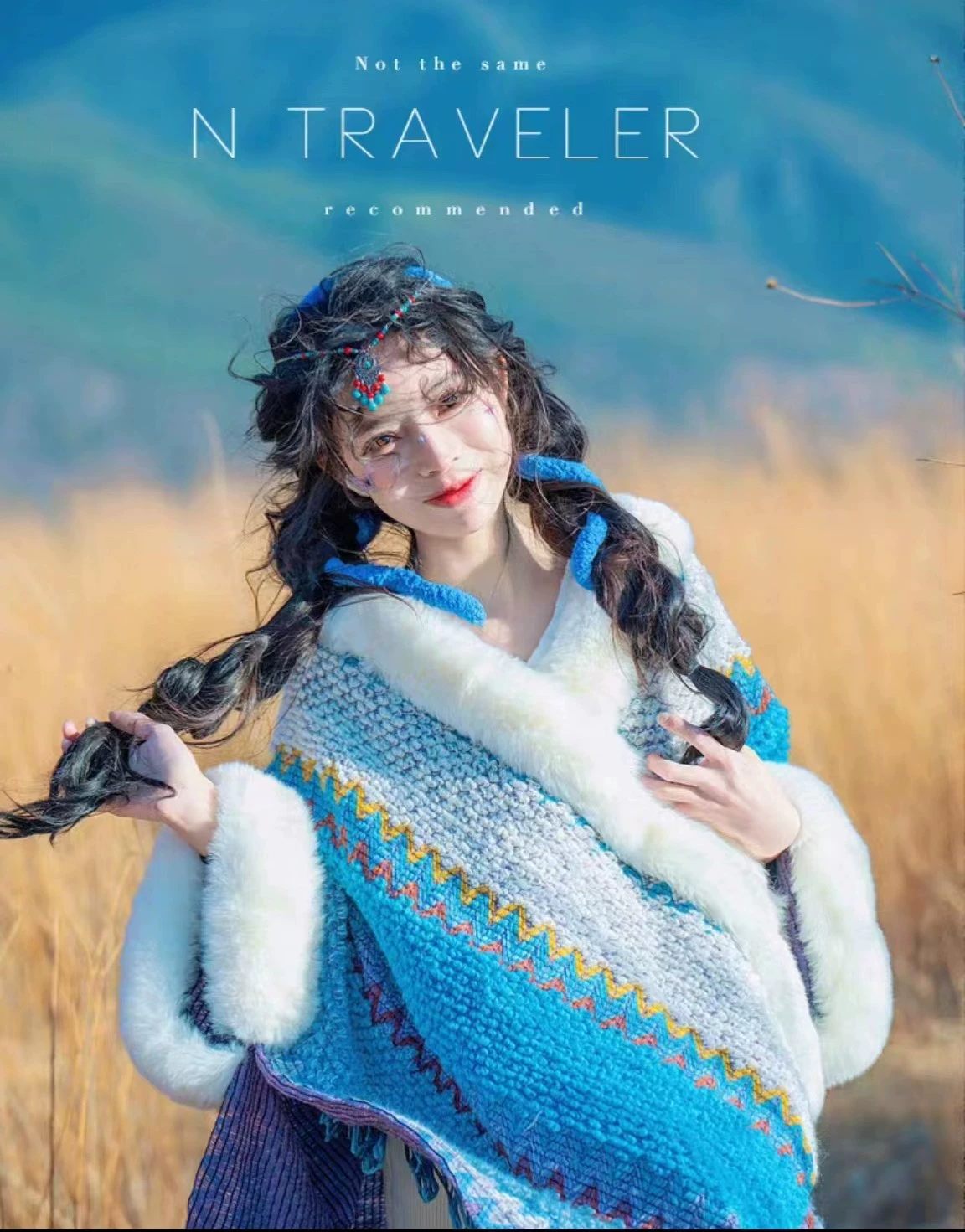 Этническое плащ-пальто, шерстяной knitted плащ, подвеска ручной работы с кисточками для путешествий