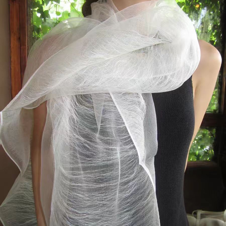 Morning Mist Silk Cool Evening Mist Water Mist Feel 3-Layer Silk Japanese Counter Alternative Affordable Spring and Summer Versatile Solid Color Thin Shawl