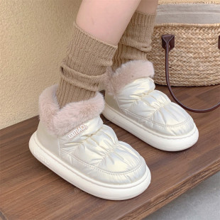 Internet celebrity new fashion simple plush warm winter short boots waterproof thick bread snow boots for women
