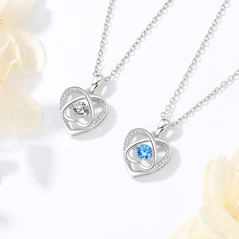 Beating Mood nuevo amor inteligente collar de plata esterlina de las mujeres S999 collar de lujo de estilo japonés y coreano regalo de San Valentín