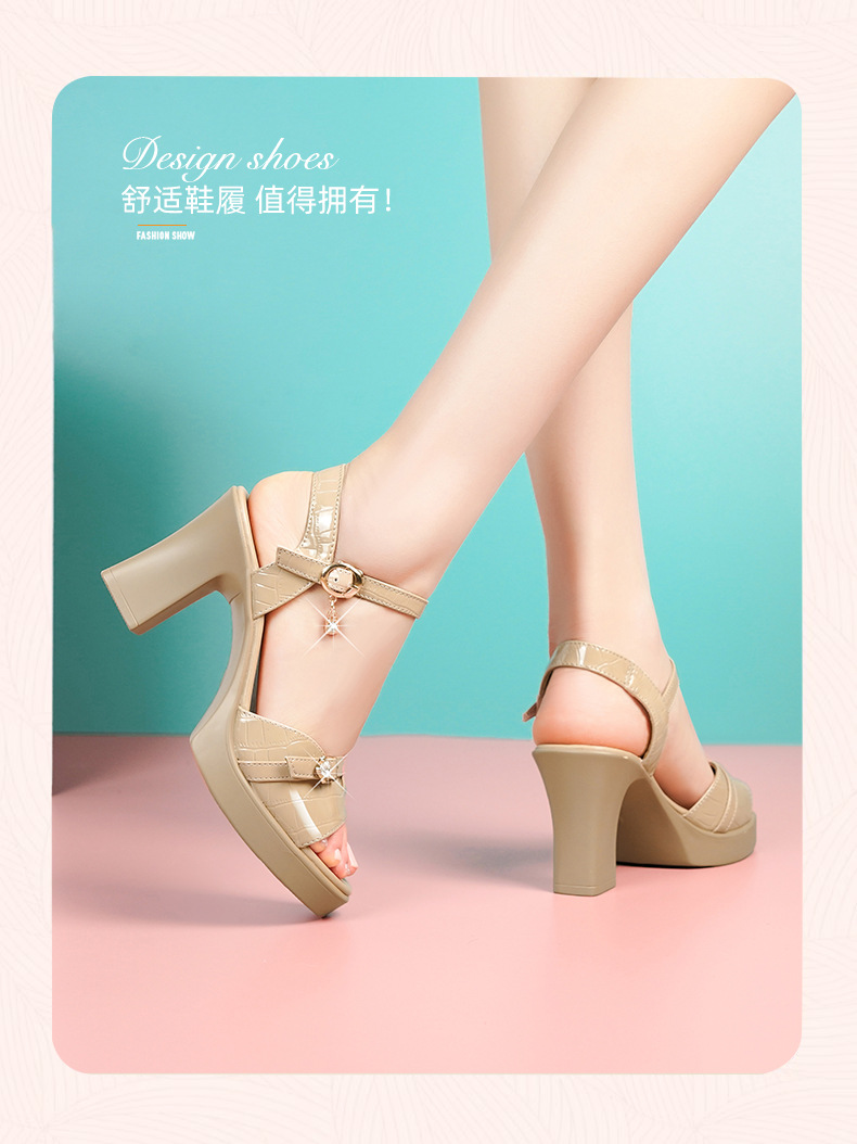 Sandal nữ da thật gót vuông 6 cm đế chống thấm, form thoải mái size lớn — Mơ (gót vừa 6.0CM) chi tiết 23