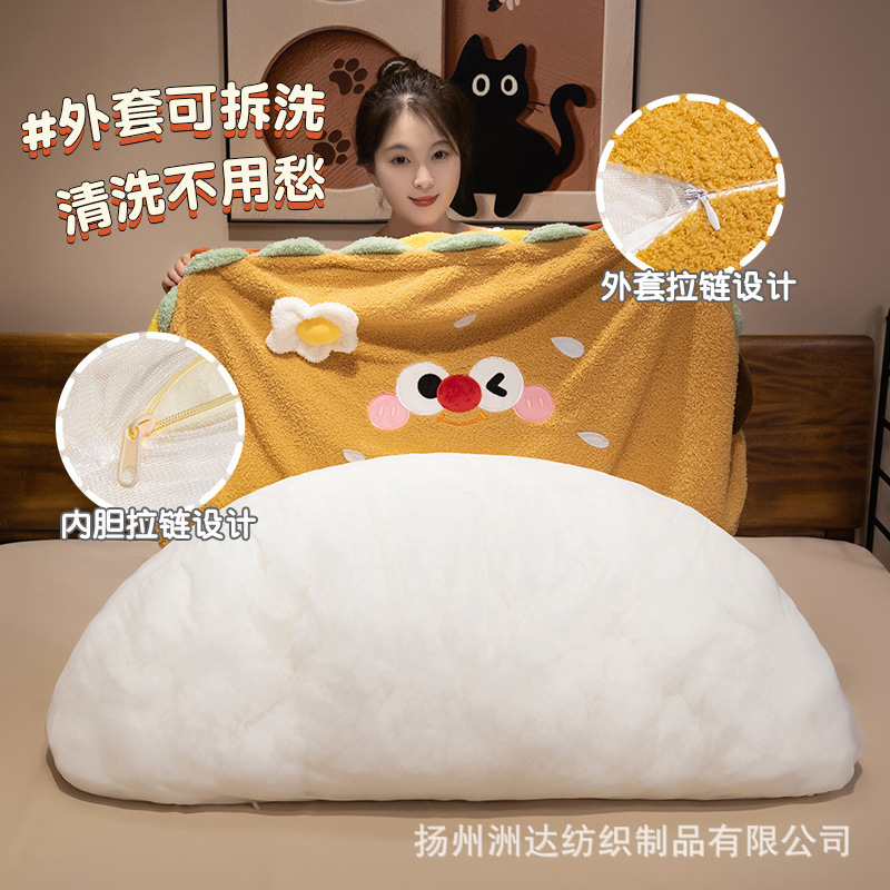Cojín de Cabecera con Forma de Hot Dog de Peluche para Dormitorio