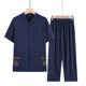 Summer Tang Suit Men's Suit Middle-aged and Elderly Short-sleeved Cardigan Chinese Style Dad Suit Summer Suit Father Grandpa Old Man Clothes