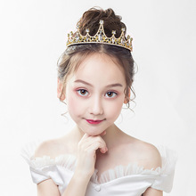 简约水钻儿童发箍头饰巴洛克合金生日小皇冠头箍婚纱礼服压发配饰