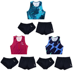 Professional Short-Distance Running Training and Competition Zipper Tight Suit for Women: Backless Top and Shorts