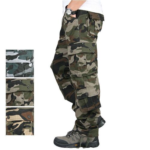 Foreign trade wholesale multi-pocket camouflage overalls men's outdoor tactical casual pants plus fat large size straight loose