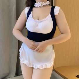 胖妹妹加大加肥可爱扮演日系女仆女佣制服套装大码情趣内衣女性感