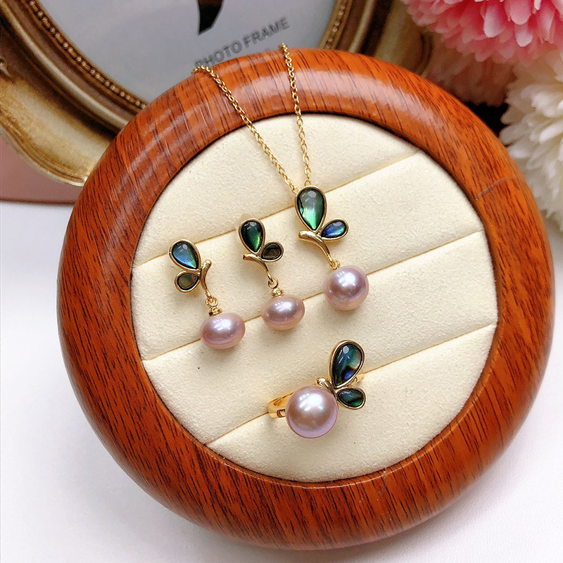 淡水珍珠镶嵌三件套