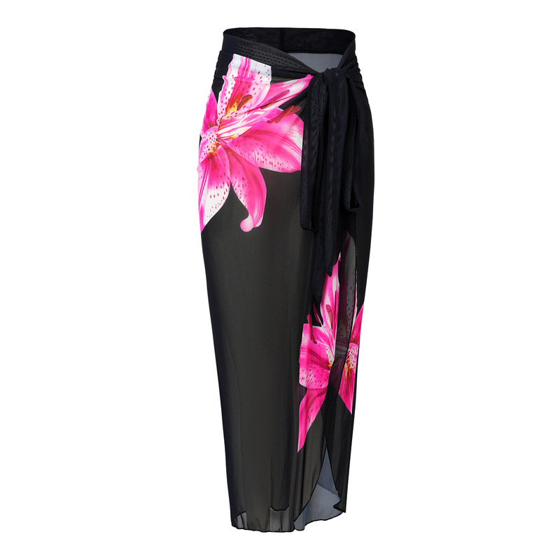 Summer Quick-Drying Breathable Beach Skirt Sun Protection Cover-Up Cross-Border Women's Swimsuit Cover-Up Skirt European and American Style Floral Sleeveless Half Skirt