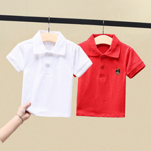 男童短袖t恤白色中大童寶寶紅色POLO襯衫童裝夏裝體恤衣服薄6