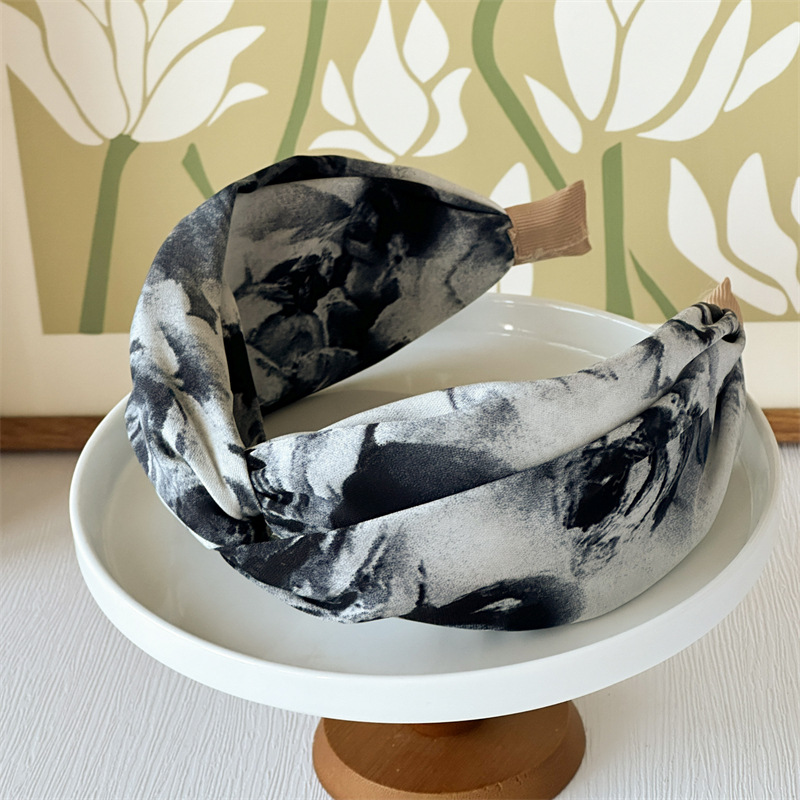 309g Weight Hair Band Hair Accessories Type 1 Piece Quantity Holiday, Daily Occasion Color Block Pattern Women's Gender Printing Design Simple Style, Classic Style Style New Printed Headband Tie-Dyed Vintage Oil Painting High Skull Top Cross Wide Version High Sense Headband Female Is Summer Updo 13