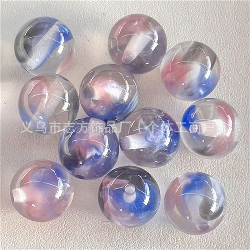 16mm树脂双色水雾晕染猫眼串珠diy串珠笔手机链钥匙扣车挂等配件|undefined