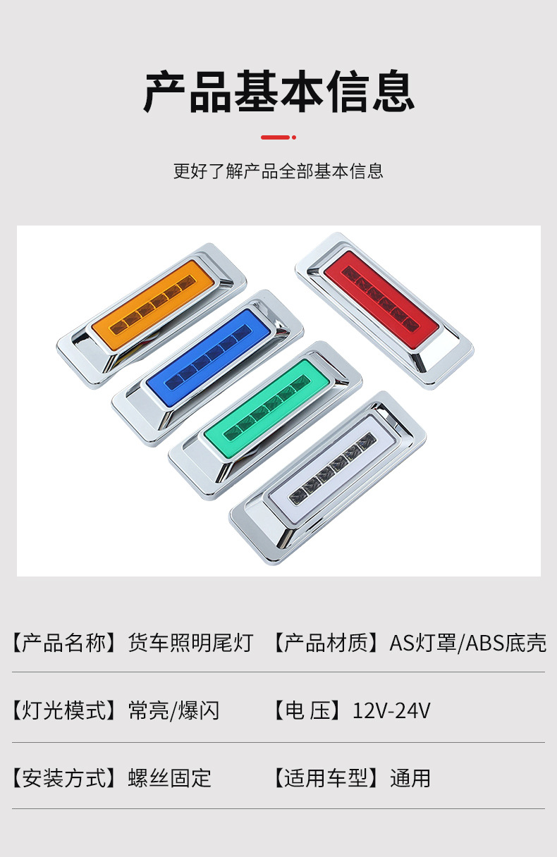 Cross-Border Export 12V24V 27Led Wide-Edge Light Guide Truck Side Light Width Indicator Light Truck Manufacturer Vehicle-Mounted Super Bright