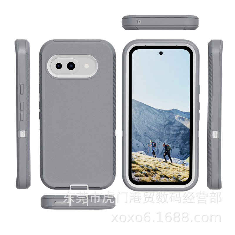 新しい Google Pixel9a に適した 3 つの保護電話ケース、落下防止および防塵のスリーインワン ディフェンダー保護カバー|undefined