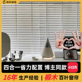 木百叶帘定制高级氛围感家用卧室书房餐厅遮光窗帘百叶窗帘可电动